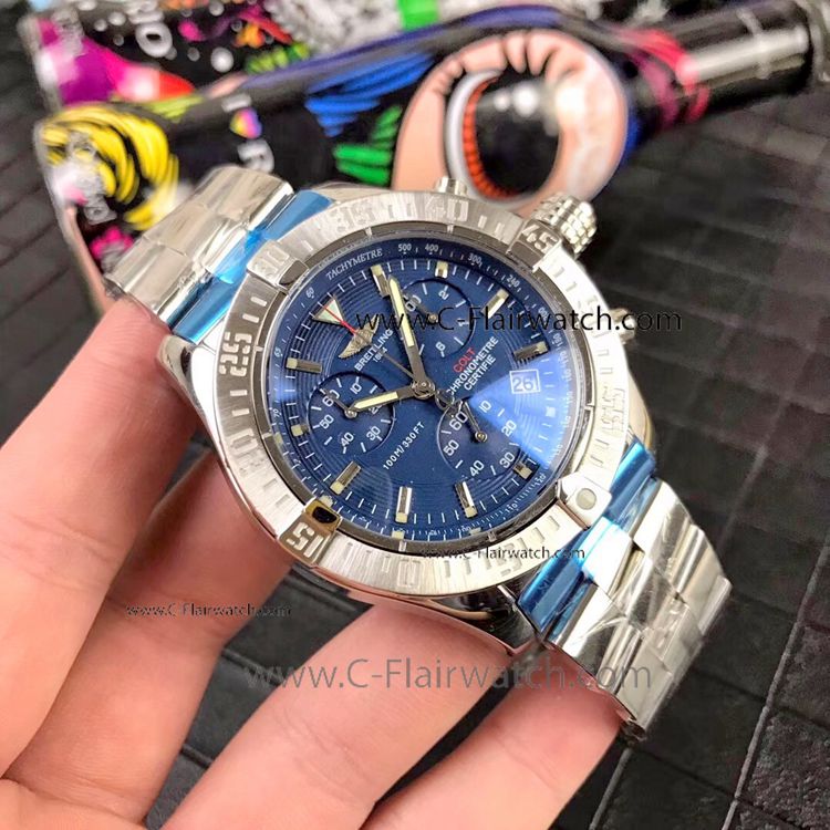 Stainless Steel Blue Dial Breitling Colt Copy Watch